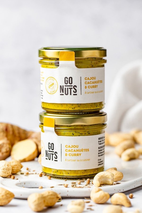 Tartinable noix de cajou cacahuètes curry BIO - Gonuts